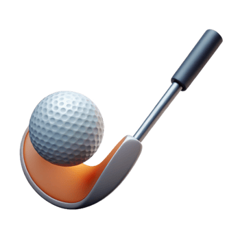 serene classic A golf club and ball, detailed png