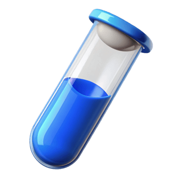 stunning creative A test tube filled with a blue liquid, professional png