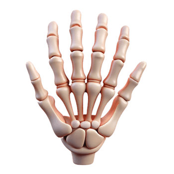 vibrant contemporary A skeleton hand, bony and detailed, 4K png