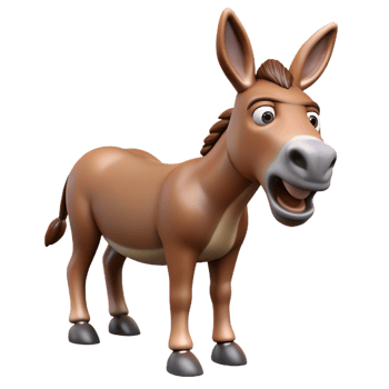 impressive artistic A braying donkey, high resolution png