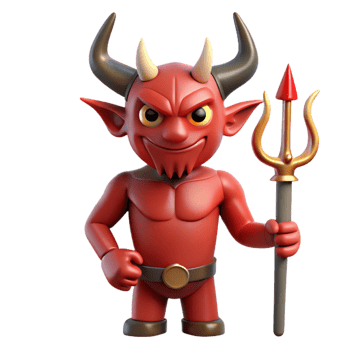 magnificent creative A horned demon, holding a trident, menacing gaze, high quality png