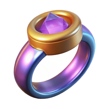 elegant vintage A magic ring, inlaid with a gemstone, glowing softly, original png
