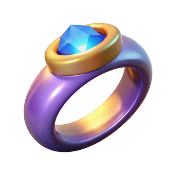 serene rustic A magic ring, inlaid with a gemstone, glowing softly, high resolution png