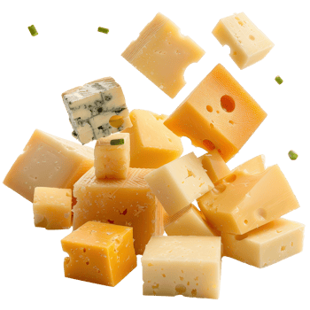 Assorted Cheeses Cut into Cubes on a . for Culinary and Food Photography png