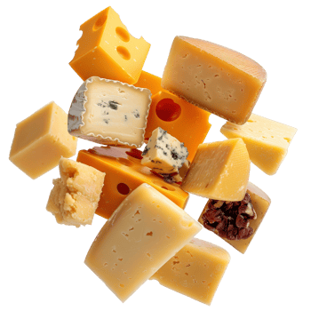 Assorted Cheeses on . Featuring Various Textures and Colors for Culinary Use png