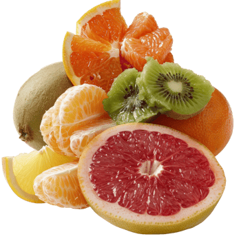 Fresh Citrus and Tropical Fruits Arrangement on a . for Healthy Eating Concepts png