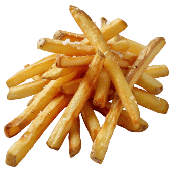 Crispy Golden French Fries Stacked High with a Hint of Salt and Delicious Texture Ready to Enjoy png