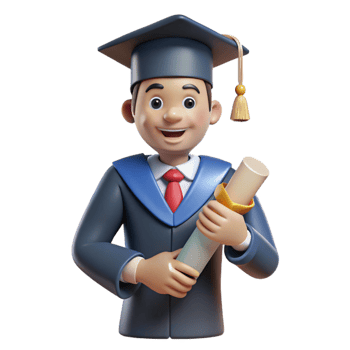 magnificent traditional Proud graduate, diploma in hand, exclusive png