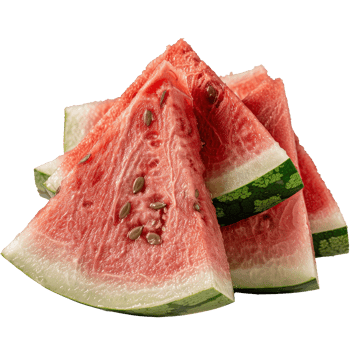 Freshly Sliced Watermelon with Juicy Red Flesh and Green Rind on a . png