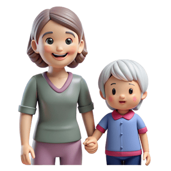 serene modern Smiling senior woman, holding grandchild's hand no grandchild visible , professional png