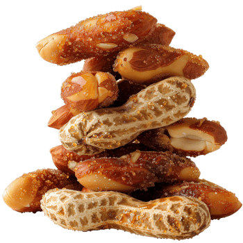 Crunchy Sweet and Savory Snack Mix of Peanuts and Candied Nuts on a . png