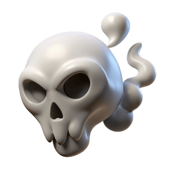 serene traditional A wisp of smoke forming a skull shape, original png