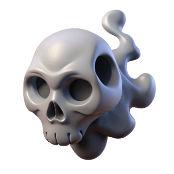 stunning contemporary A wisp of smoke forming a skull shape, high resolution png