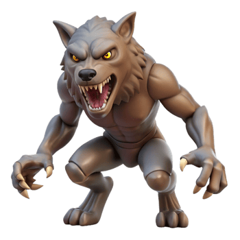 vibrant traditional A snarling werewolf, mid-transformation, claws bared genuine png