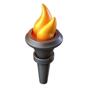 beautiful vintage A single, burning torch professional png