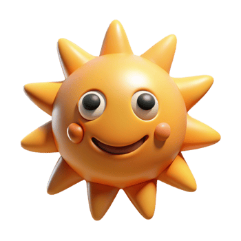 magnificent classic A cartoon-style, smiling sun premium png