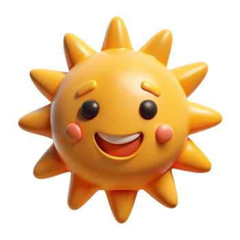 serene rustic A cartoon-style, smiling sun exclusive png