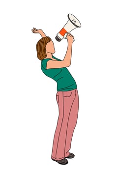 A Woman shouting through megaphone isolated vector