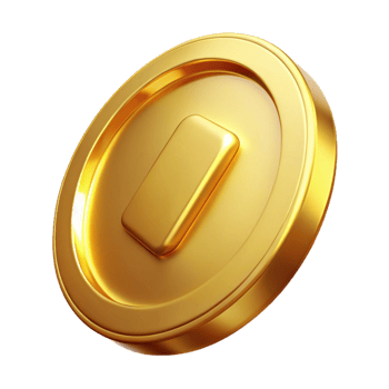 extraordinary minimalist A single, shining gold coin 4K png