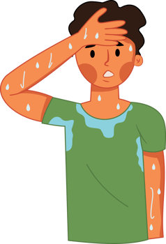 sweaty man because of the very hot weather hot and thirsty climate change png