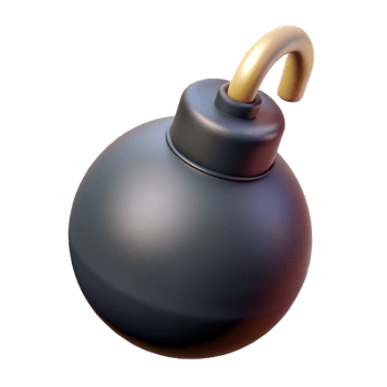 vibrant abstract A single, stylized, cartoon bomb exclusive png