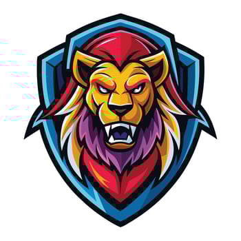Fierce lion mascot logo white background vector