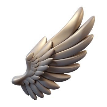 magnificent classic Griffin's Wing, single feathered wing, professional png