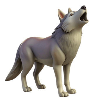 vibrant minimalist A howling gray wolf, head raised, high resolution png