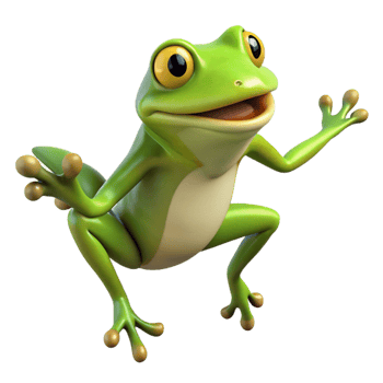 impressive contemporary A leaping frog, high resolution png