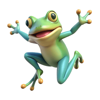 dramatic modern A leaping frog, high resolution png