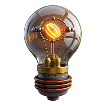serene classic Steampunk light bulb with exposed filaments and intricate wiring authentic png