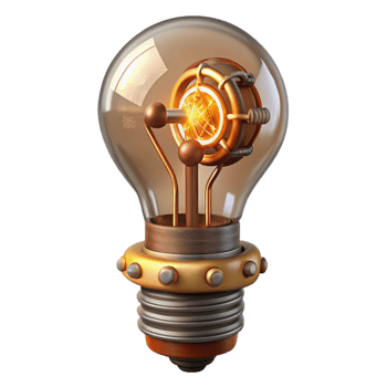 stunning modern Steampunk light bulb with exposed filaments and intricate wiring high resolution png
