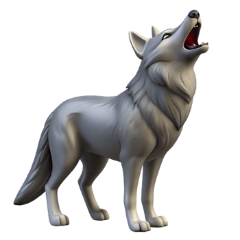 serene traditional A howling gray wolf original png