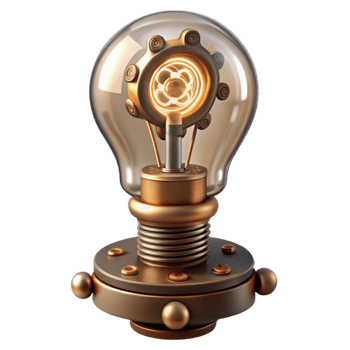 impressive traditional Steampunk lightbulb with intricate filaments and a brass base premium png