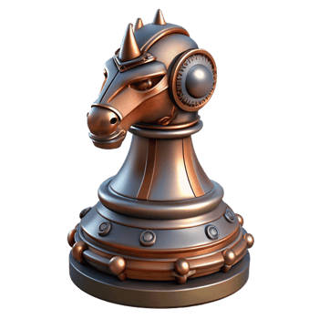 beautiful creative Steampunk chess piece knight with intricate metalwork exclusive png