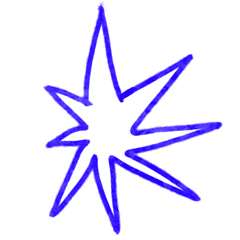 A blue star with a line drawn around it png