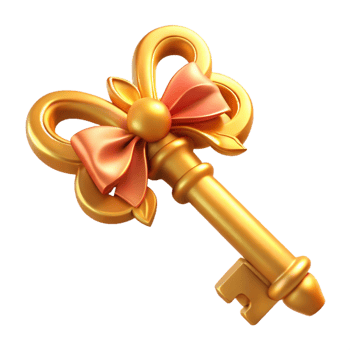 extraordinary traditional A golden key with ornate carvings and a large bow genuine png