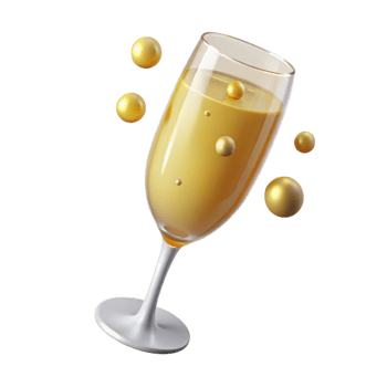 dramatic vintage A glass of overflowing champagne with rising bubbles authentic png