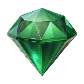 vibrant artistic A single, polished gemstone, an emerald, with facets high resolution png