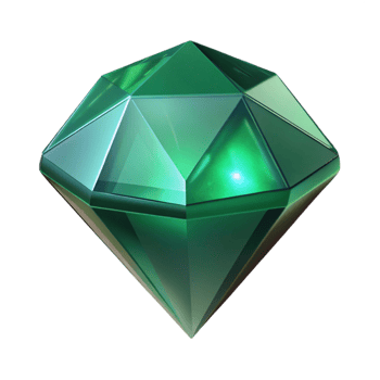 serene modern A single, polished gemstone, an emerald, with facets authentic png