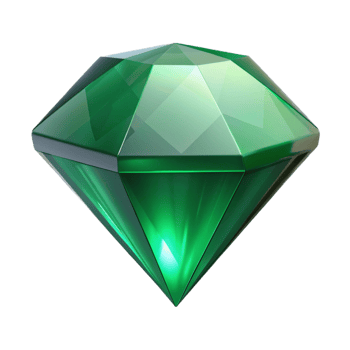 impressive abstract A single, polished gemstone, an emerald, with facets high resolution png