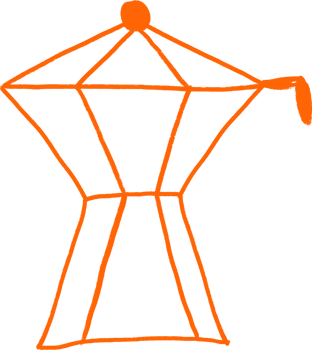 A coffee maker with an orange handle png