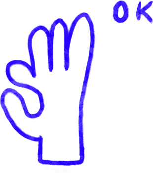 A hand with a blue hand and the word ok png