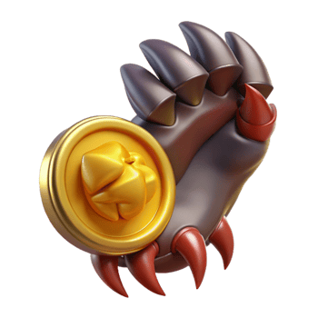 impressive rustic A fearsome dragon claw, clutching a gold coin high quality png