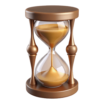 impressive minimalist A single, antique hourglass, filled with swirling sand high resolution png