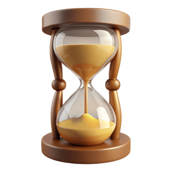 serene modern A single, antique hourglass, filled with swirling sand high quality png