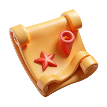 serene abstract A single, stylized, cartoon treasure map, with a marked X detailed png
