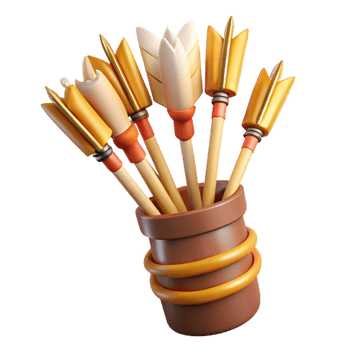 magnificent vintage A quiver full of magical arrows fletched with phoenix feathers 4K png