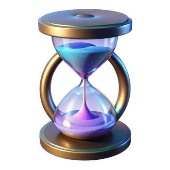 elegant contemporary A magical hourglass filled with swirling, iridescent sand premium png