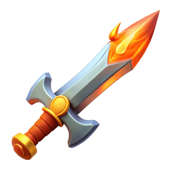 wonderful modern A stylized fantasy sword with a flaming blade detailed png